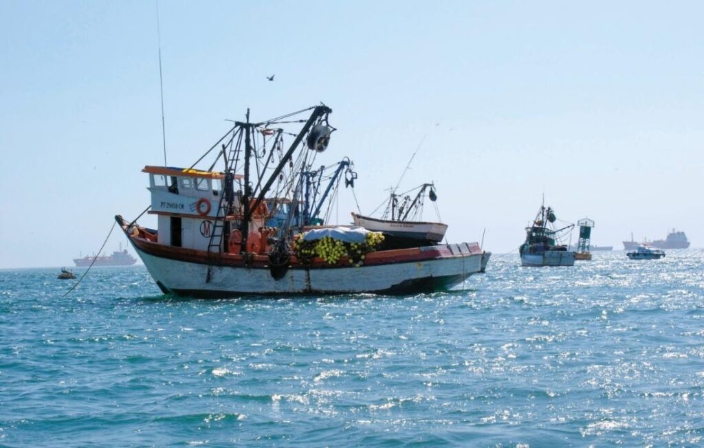 fishing boats at sea