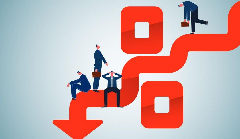 descending arrow shaped like a percentage sign