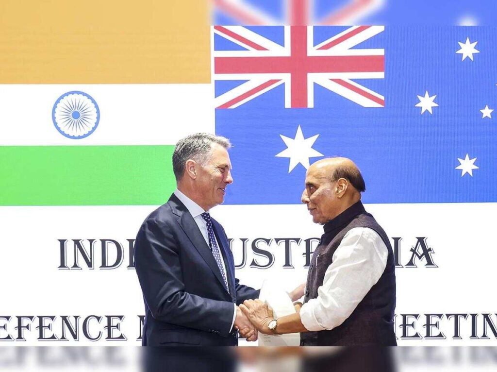 india and australia minister handshake